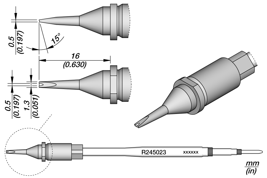 R245023 - Grooved Chisel Cartridge 1.3 x 0.5